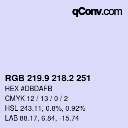 Color code: RGB 219.9 218.2 251 | qconv.com