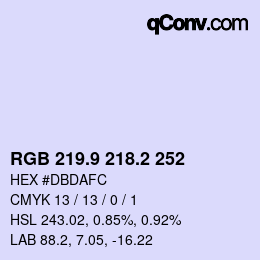 カラーコード: RGB 219.9 218.2 252 | qconv.com