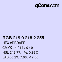 Color code: RGB 219.9 218.2 255 | qconv.com