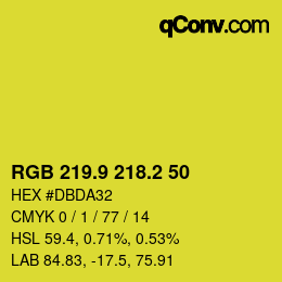カラーコード: RGB 219.9 218.2 50 | qconv.com