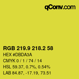 カラーコード: RGB 219.9 218.2 58 | qconv.com