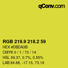 カラーコード: RGB 219.9 218.2 59 | qconv.com