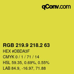 カラーコード: RGB 219.9 218.2 63 | qconv.com