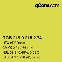 カラーコード: RGB 219.9 218.2 74 | qconv.com