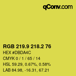 カラーコード: RGB 219.9 218.2 76 | qconv.com