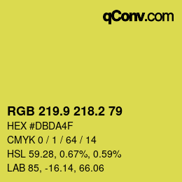 カラーコード: RGB 219.9 218.2 79 | qconv.com