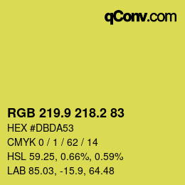 カラーコード: RGB 219.9 218.2 83 | qconv.com
