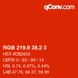 カラーコード: RGB 219.9 38.2 3 | qconv.com
