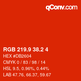 カラーコード: RGB 219.9 38.2 4 | qconv.com