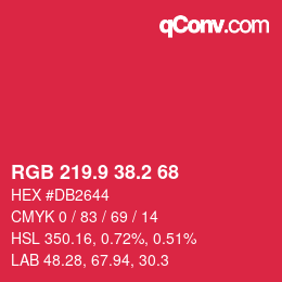 カラーコード: RGB 219.9 38.2 68 | qconv.com