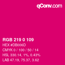 颜色代码: RGB 219 0 109 | qconv.com