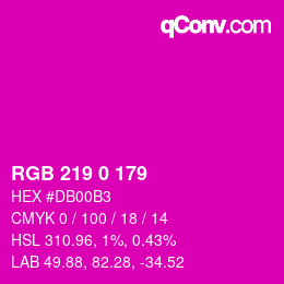 Color code: RGB 219 0 179 | qconv.com