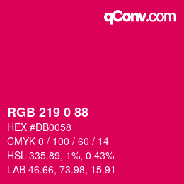 Color code: RGB 219 0 88 | qconv.com