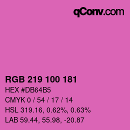 カラーコード: RGB 219 100 181 | qconv.com