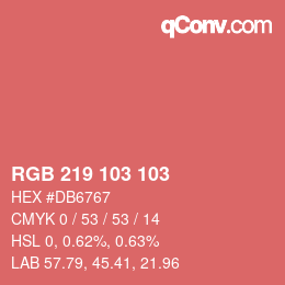Color code: RGB 219 103 103 | qconv.com