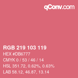 颜色代码: RGB 219 103 119 | qconv.com