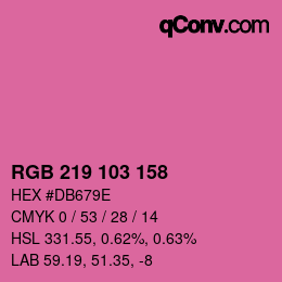 カラーコード: RGB 219 103 158 | qconv.com