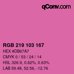 カラーコード: RGB 219 103 167 | qconv.com