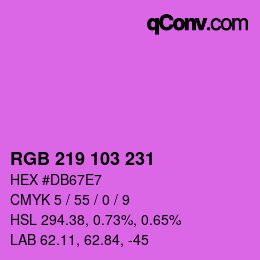 颜色代码: RGB 219 103 231 | qconv.com