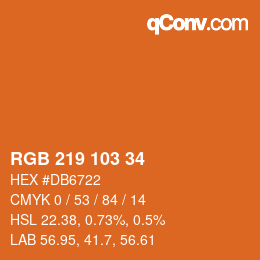 Color code: RGB 219 103 34 | qconv.com