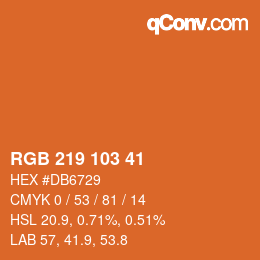 颜色代码: RGB 219 103 41 | qconv.com