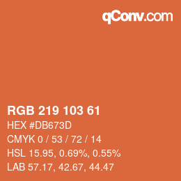 Color code: RGB 219 103 61 | qconv.com