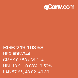 颜色代码: RGB 219 103 68 | qconv.com