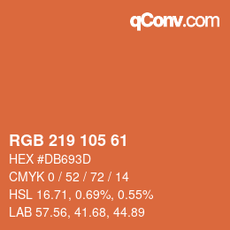 カラーコード: RGB 219 105 61 | qconv.com