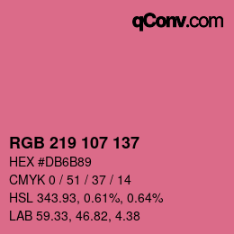 Color code: RGB 219 107 137 | qconv.com