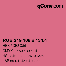 カラーコード: RGB 219 108.8 134.4 | qconv.com