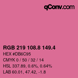 カラーコード: RGB 219 108.8 149.4 | qconv.com