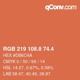 カラーコード: RGB 219 108.8 74.4 | qconv.com