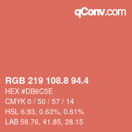 カラーコード: RGB 219 108.8 94.4 | qconv.com