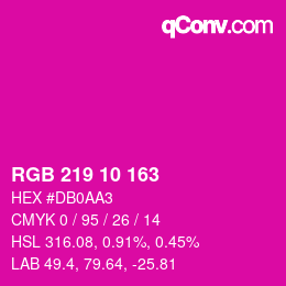 Color code: RGB 219 10 163 | qconv.com
