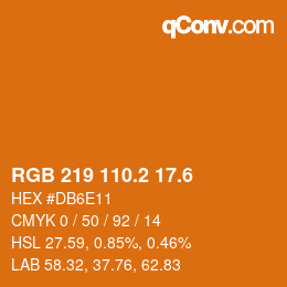 カラーコード: RGB 219 110.2 17.6 | qconv.com