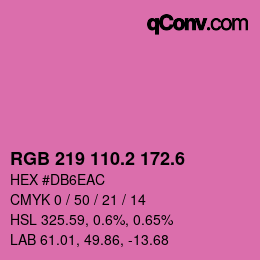 カラーコード: RGB 219 110.2 172.6 | qconv.com