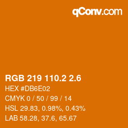 カラーコード: RGB 219 110.2 2.6 | qconv.com