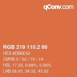 カラーコード: RGB 219 110.2 66 | qconv.com