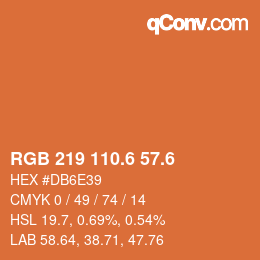 カラーコード: RGB 219 110.6 57.6 | qconv.com