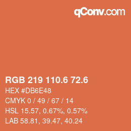 カラーコード: RGB 219 110.6 72.6 | qconv.com
