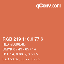 カラーコード: RGB 219 110.6 77.6 | qconv.com