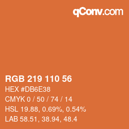 Color code: RGB 219 110 56 | qconv.com