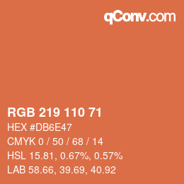 Color code: RGB 219 110 71 | qconv.com
