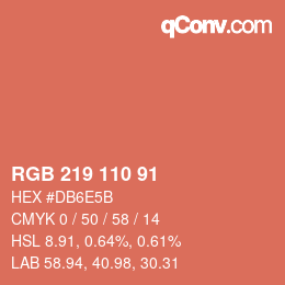 Color code: RGB 219 110 91 | qconv.com