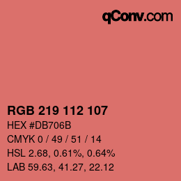カラーコード: RGB 219 112 107 | qconv.com