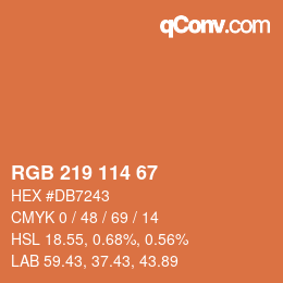 Color code: RGB 219 114 67 | qconv.com