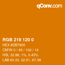 颜色代码: RGB 219 120 0 | qconv.com
