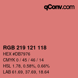 Color code: RGB 219 121 118 | qconv.com