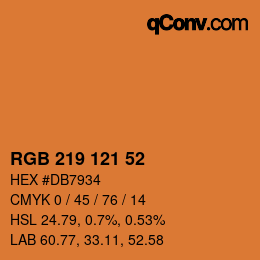 颜色代码: RGB 219 121 52 | qconv.com