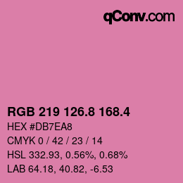 カラーコード: RGB 219 126.8 168.4 | qconv.com